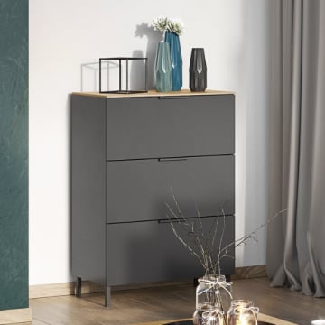 Ladekast Calista 68cm met 3 lades - antraciet/eik