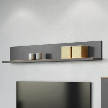 Wandplank Calista 164cm - antraciet/eik