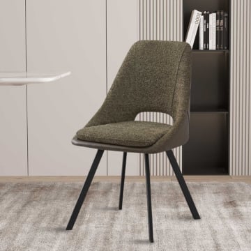 Filou' Bouclé donkergroene Stoel | donkergroene PU Bekleding - 85x48x56cm