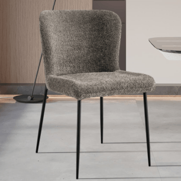 Lisa Bouclé zandkleurige Stoel - Metalen Poten, H 85 x B-L 50 x D-P 62 cm