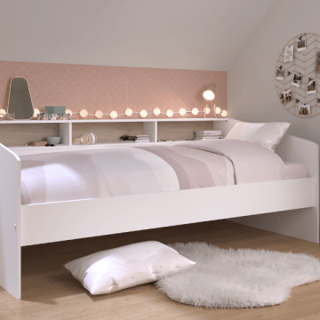 Kinderbed Sleep 90x200cm met opbergruimte - wit/eikdecor