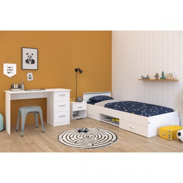 Slaapkamercombinatie Nashville | Eenpersoonskinderbed, nachtkastje en bureau