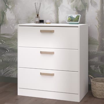 Commode Sueno 80cm met drie lades - wit/eikdecor