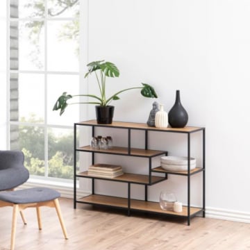 Boekenrek Seaford - 114x35x78 cm - Wilde eik/zwart 