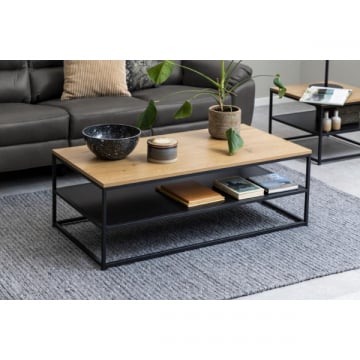 Rechthoekige salontafel Gila - 120x60x42 cm - Wilde eik/zwart 
