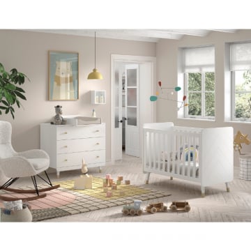 Kinderkamerset Billy - Commode, verversplank & babybed - MDF/wit