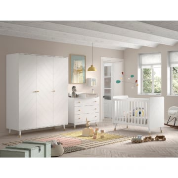 Babykamerset Billy - Driedeurskast, commode, verversplank en babybed - MDF/wit 