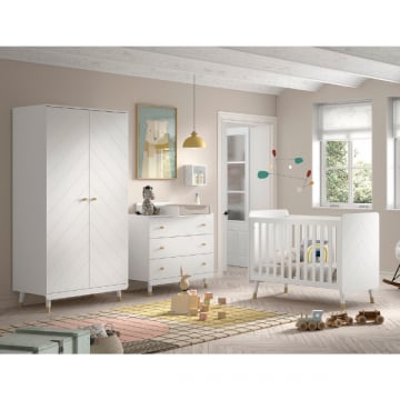 Babykamerset Billy - Tweedeurskast, commode, verversplank & babybed - MDF/wit 