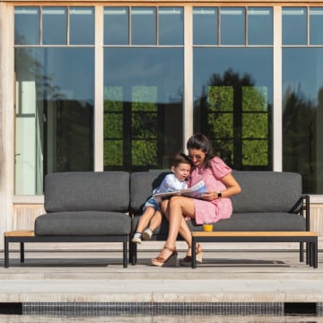 Loungeset tuin Alba | Tweezitbank, ligbed, salontafel | Charcoal-design