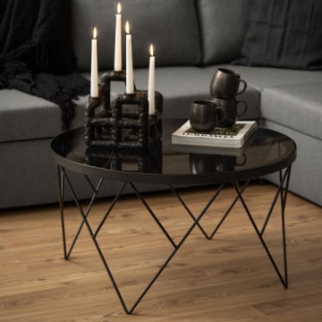 Ronde salontafel Halstow Ø 80cm - zwart fumé glas
