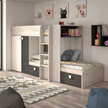 Stapelbed Beau (lattenbodem onderste bed niet inbegrepen) - grenen/bruin