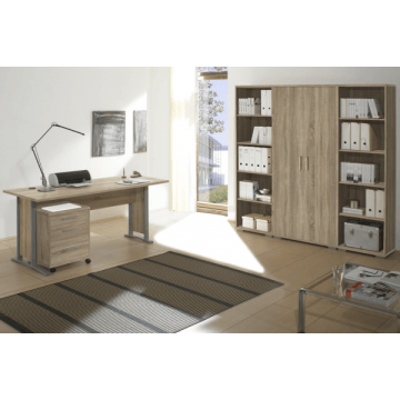 Bureauset Olaph: bureau, ladeblok, boekenkast - eikdecor