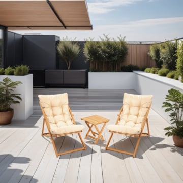Tuinstoelset Talisa - Tafel & 2 stoelen - Beukenhout/crème