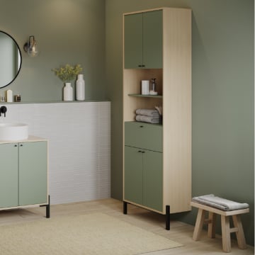 Badkamerkast Elisa - 32,80x68,60x201,50 cm - Mintgroen/spaanplaat