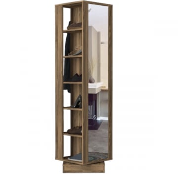 Garderobeset Tera Home | 44 x 44 x 180 cm | Inclusief spiegel | Walnoot