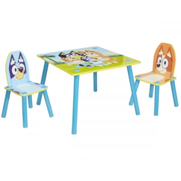 Kindertafel met 2 stoeltjes Bluey - 63x63x45 cm - Blauw/spaanplaat