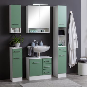 Badkamer Ricca: hangkast, badkamerkast, spiegelkast, wastafelonderkast, kolomkast - groen