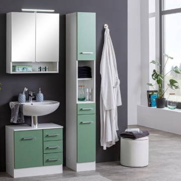 Badkamer Ricca: spiegelkast, wastafelonderkast, kolomkast - groen