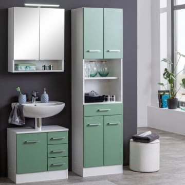 Badkamer Ricca: spiegelkast, wastafelonderkast, kolomkast - groen