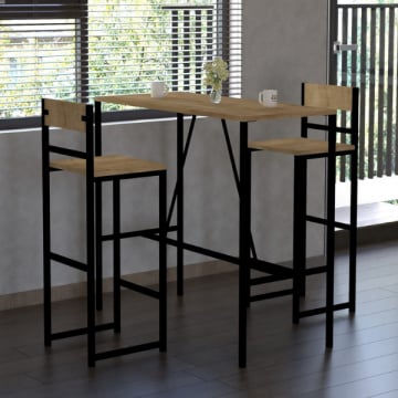 3-Pc Woody Fashion Tafel en Stoelen Set | Eik Zwart