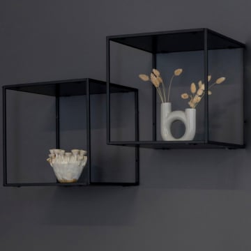 Vita Zwart Wandrek: Stijlvol 36x36x36 cm Staal en plaat