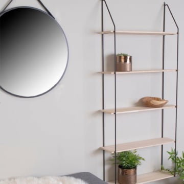 Eindhovens Schap met 5 etages - Zwart/Naturaal | 65x17x145 cm