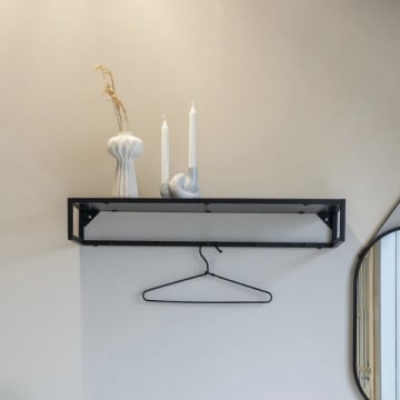 Vita Hoedenplank - Zwart met Frame | 80x28 cm Staal en Spaanplaat.