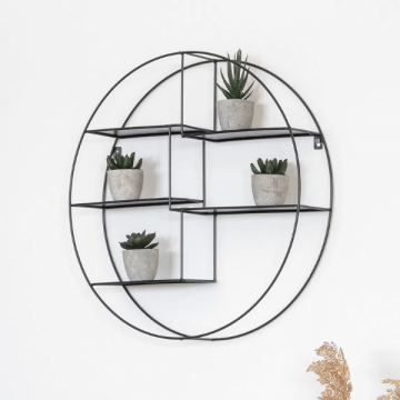 Genk Zwart Wandplank - Staal Ø47x10 cm