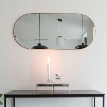 Ovale messing jersey spiegel 35x80 cm