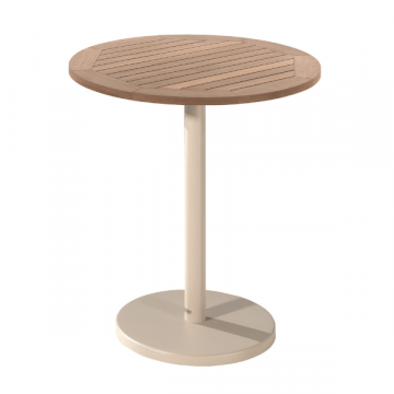 Tuintafel Cardiff - Ø70x75cm - aluminium - beige/teakhout
