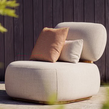 Fauteuil voor buiten Ruby - 90x95x80cm - teakhout/beige