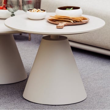 Salontafel voor buiten Amora - Ø60x46cm - aluminium en keramiek - grijs