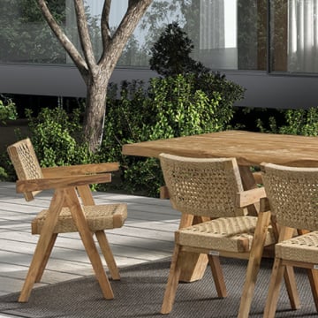 Tuinstoel Derry - 53x62x80cm - gerecycleerd teakhout/wicker