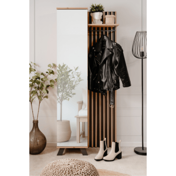 Vestiaire Médard - 80x37x190cm - met spiegel - eikdecor/antraciet