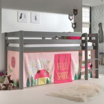 Halfhoogslaper Charlotte met bedtent Spring - grijs