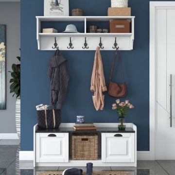 Garderobeset Woody Fashion | Halbank en kapstokmeubel | Wit
