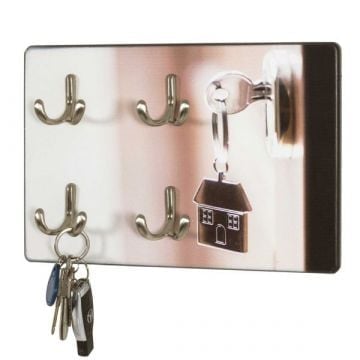 Wandpaneel met 4 haken | 30 x 5 x 21 cm | Metalen design
