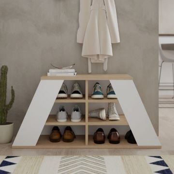 Schoenenkast Woody Fashion | 106 x 38 x 50 cm | Wit-bruin
