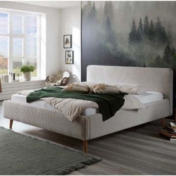  Tweepersoonsbed Madras 160x200cm ribfluweel - beige