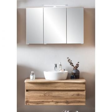 Badkamerset Villach | Wastafelkast en spiegelkast met verlichting | Wotan Oak-design