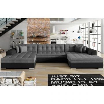 U-zetel Wilson | 355 x 165 x 80 cm | Donkergrijs