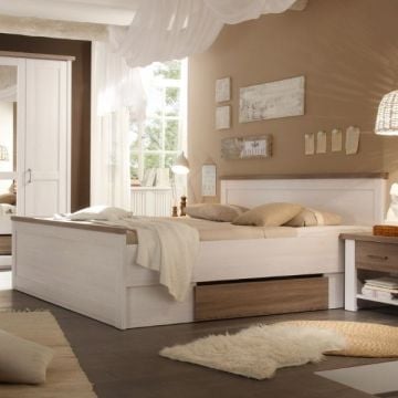 Bed Larnaca 180x200cm met 2 schuiflades & 2 nachtkastjes - wit 