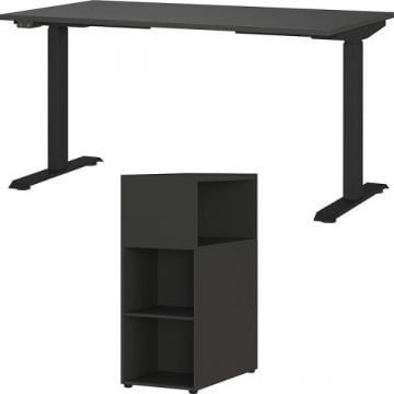 Kantoorset Hermoso | Bureautafel en roomdivider | Zwart