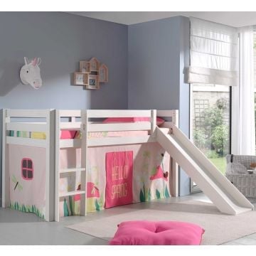 Halfhoogslaper Astrid wit met glijbaan- spring