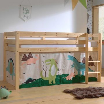 Halfhoogslaper Charlotte met bedtent Dino - dennenhout