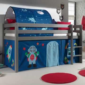 Halfhoogslaper Charlotte met bedtent en -tunnel Astro - grijs