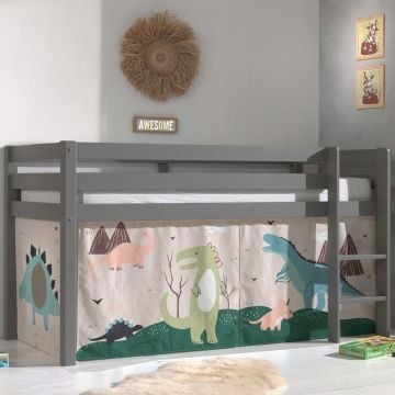 Halfhoogslaper Charlotte met bedtent Dino - grijs