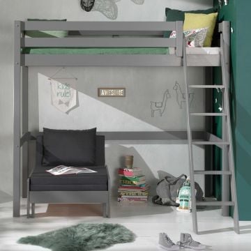 Hoogslaper Claire 90x200 met zetelbed - grijs