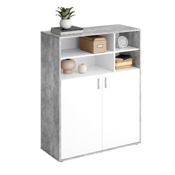 Boekenkast Pjotr - beton/wit