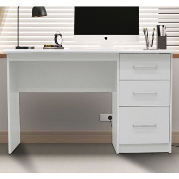 Bureau Mateo 121x60x75cm met drie lades - wit